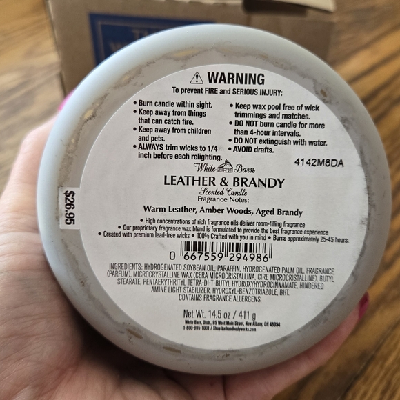 🛍BOGO 50% OFF🥃🤎🕯NWT‼️ White Barn "Leather & Brandy" 3-wick Candle - Picture 9 of 10